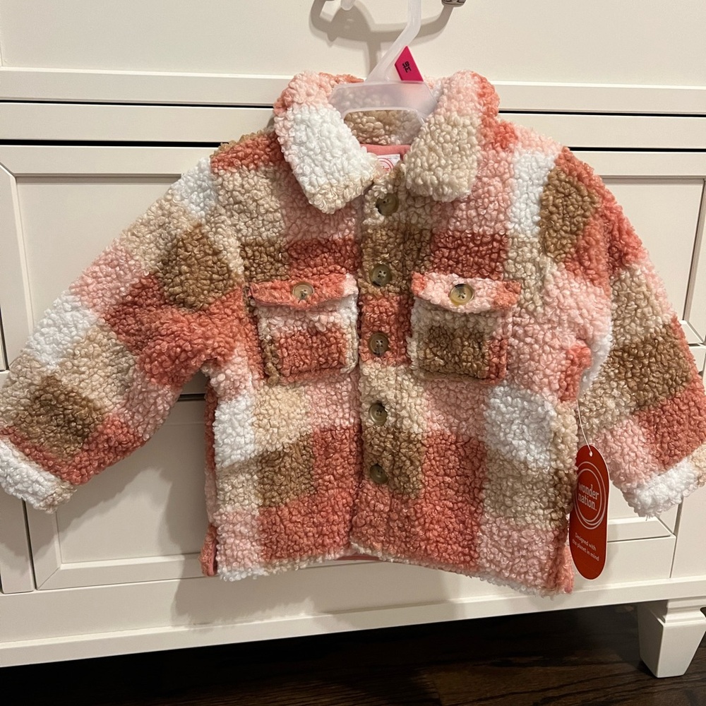 New Toddler Sherpa Plaid Jacket 18 month